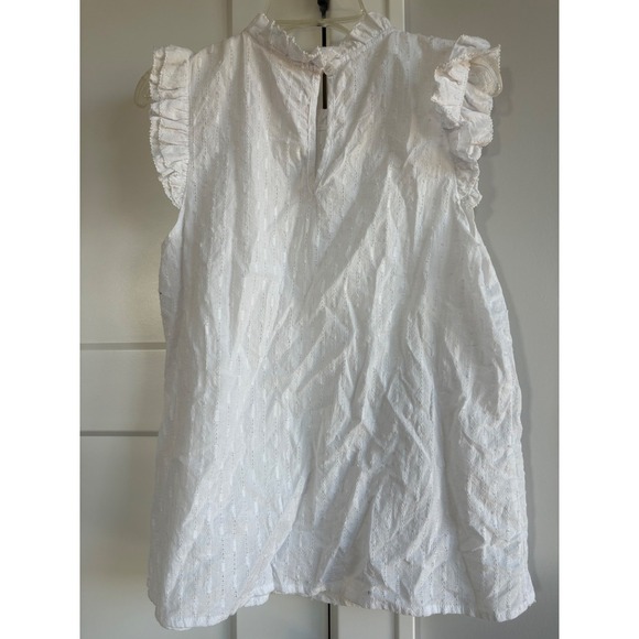 Hem & Thread White Ruffle Mock Neck Sleeveless Dress - Boho Chic Cottagecore - Picture 6 of 6